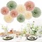 Sage Green Tissue Pom Poms Paper Flower(B-Dirty Pink,Green,Beige.)